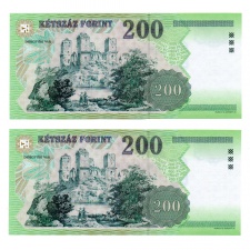 200 Forint Bankjegy 2006 FB sorszámkövető pár UNC