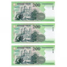200 Forint Bankjegy 2007 FC 3 db sorszámkövető
