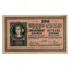 200 Korona Bankjegy 1918. sima hátoldal, 2000 alatti sorozat EF