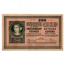 200 Korona Bankjegy 1918. sima hátoldal, 2000 alatti sorozat VF