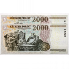 2000 Forint Bankjegy 2013 CB, CC, azonos sorszám 0000118