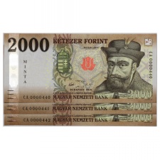 2000 Forint Bankjegy 2016 MINTA sorszámkövető 3db