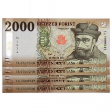 2000 Forint Bankjegy 2016 MINTA sorszámkövető 4db