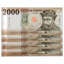 2000 Forint Bankjegy 2020 MINTA alacsony sorszámkövető 4db