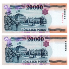20000 Forint Bankjegy 2007 MINTA, GB extra alacsony azonos szám