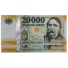 20000 Forint Bankjegy 2016 GE UNC sorszámkövető pár