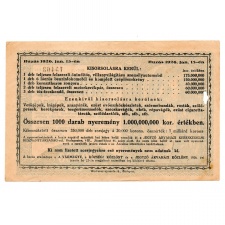 20000 Korona Árvaházi Sorsjegy E sorozat 1925