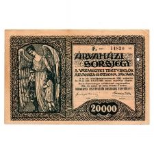 20000 Korona Árvaházi Sorsjegy F sorozat 1925