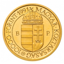 1991 Pápa látogatás arany 10000 Forint certifikát és díszdoboz