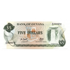 Guyana 5 Dollár Bankjegy 1992 P22f2