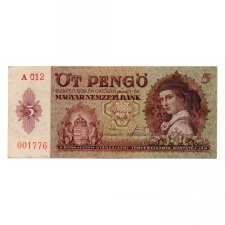 5 Pengő Bankjegy 1939 VF alacsony sorszám 001776