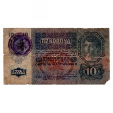 10 Korona Bankjegy 1915 lila bélyegzéssel