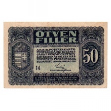 50 Fillér Postatakarékpénztárjegy 1920 VF