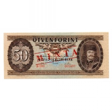 50 Forint Bankjegy 1969 MINTA lyukasztás és bélyegzés D000