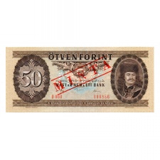 50 Forint Bankjegy 1980 MINTA lyukasztás és bélyegzés D000