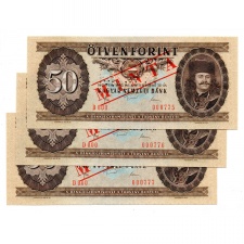 50 Forint Bankjegy 1980 MINTA sorszámkövető 3db