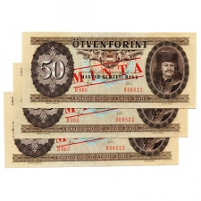 50 Forint Bankjegy 1983 MINTA sorszámkövető 3db