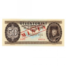 50 Forint Bankjegy 1989 MINTA lyukasztás és bélyegzés D273