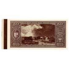 50 Pengő Bankjegy 1945 UNC hátoldali fázisnyomat ívszél