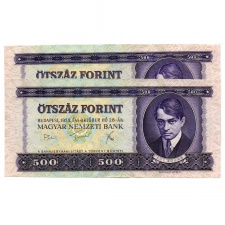 500 Forint Bankjegy 1975 gEF-aUNC sorszámkövető pár