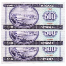 500 Forint Bankjegy 1990 UNC sorszámkövető 3 db