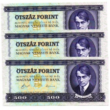 500 Forint Bankjegy 1990 UNC sorszámkövető 3 db