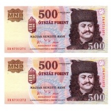 500 Forint Bankjegy 2006 EB sorozat UNC sorszámkövető pár