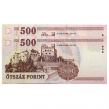 500 Forint Bankjegy 2008 EB gEF-aUNC sorszámkövető pár