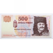 500 Forint Bankjegy 2008 ED UNC alacsony sorszám ED0000105