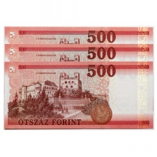 500 Forint Bankjegy 2018 EB UNC alacsony sorszámkövető 3db