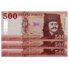 500 Forint Bankjegy 2018 EB aUNC forgalmi sorszámkövető 3db