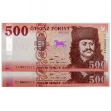 500 Forint Bankjegy 2018 EF UNC alacsony sorszámkövető pár