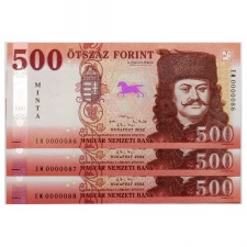 500 Forint Bankjegy 2022 MINTA alacsony sorszámkövető 3db