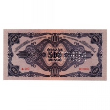 500 Pengő Bankjegy 1945 MINTA
