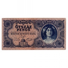 500 Pengő Bankjegy 1945 VF alacsonyabb sorszám 007287