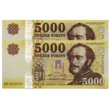5000 Forint Bankjegy 2017 BB széria UNC sorszámkövető pár