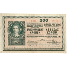 200 Korona Bankjegy 1918. sima hátoldal, 2000 alatti sorozat XF