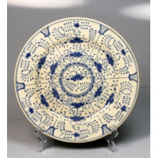 Antik Zsolnay kék virágmintás porcelán tányér 1878-90