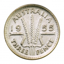 Ausztrália ezüst 3 Pence 1955