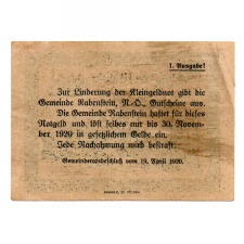 Ausztria Notgeld Rabenstein 10 Heller 1920 