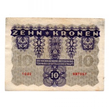 Ausztria 10 Korona Bankjegy 1922 aXF