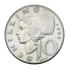 Ausztria ezüst 10 Schilling 1965