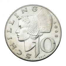 Ausztria ezüst 10 Schilling 1968