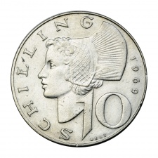 Ausztria ezüst 10 Schilling 1969