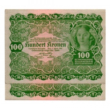 Ausztria 100 Korona Bankjegy 1922 EF sorszámkövető pár