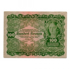 Ausztria 100 Korona Bankjegy 1922 VF