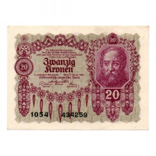 Ausztria 20 Korona Bankjegy 1922 P76 VF