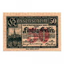 Ausztria Notgeld Wien 50 Heller 1920 Bécs R66