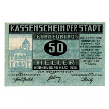 Ausztria Notgeld Korneuburg  50 Heller 1920 kék