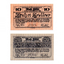 Ausztria Notgeld Bad Ischl 10-20 Heller 1920 2db